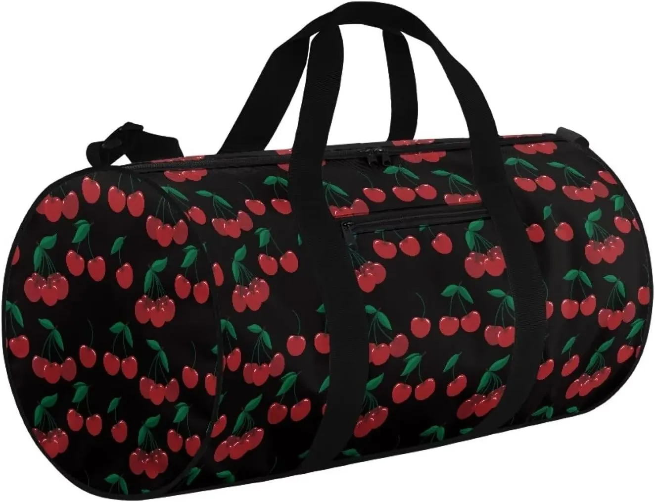 Rchsmod Black Cherry Print Duffel Bag for Women Gym Bag Waterproof Weekender Bag with Adjustable Shoulder Strap Lightweight Sports Gym Bag with Inner Pocket for Basketball Baseball Soccer