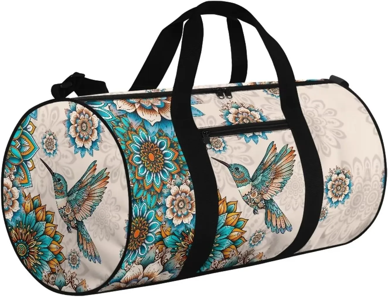 Rchsmod Boho Mandala Hummingbird Print Duffel Bag for Women Men Gym Duffel Bag Carry On Luggage Collapsible Sports Gym Bag Waterproof Overnight Crossbody Bag with Inner Pocket for Yoga Beach Workout