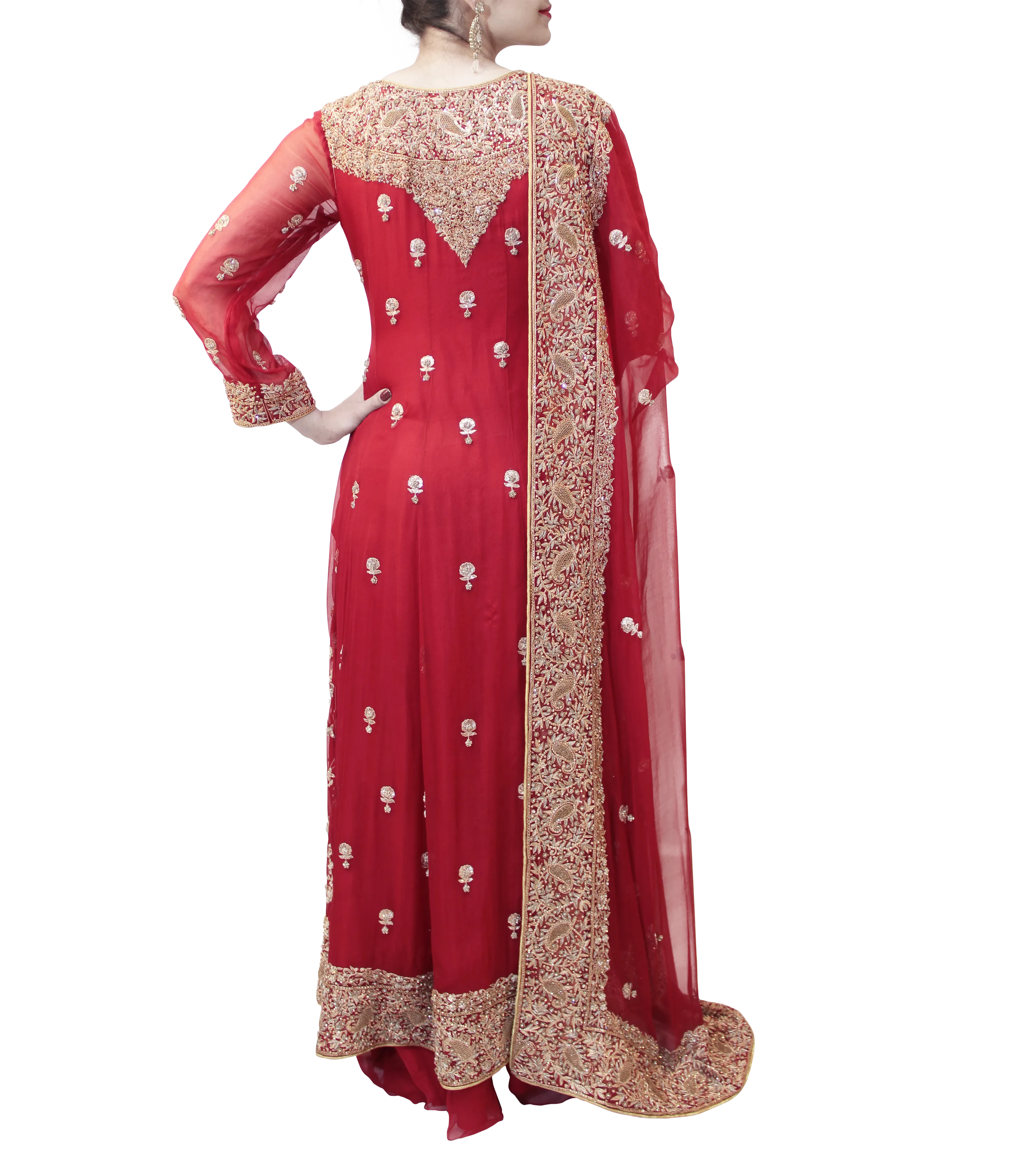 RED BRIDAL GOWN WITH PLAZO