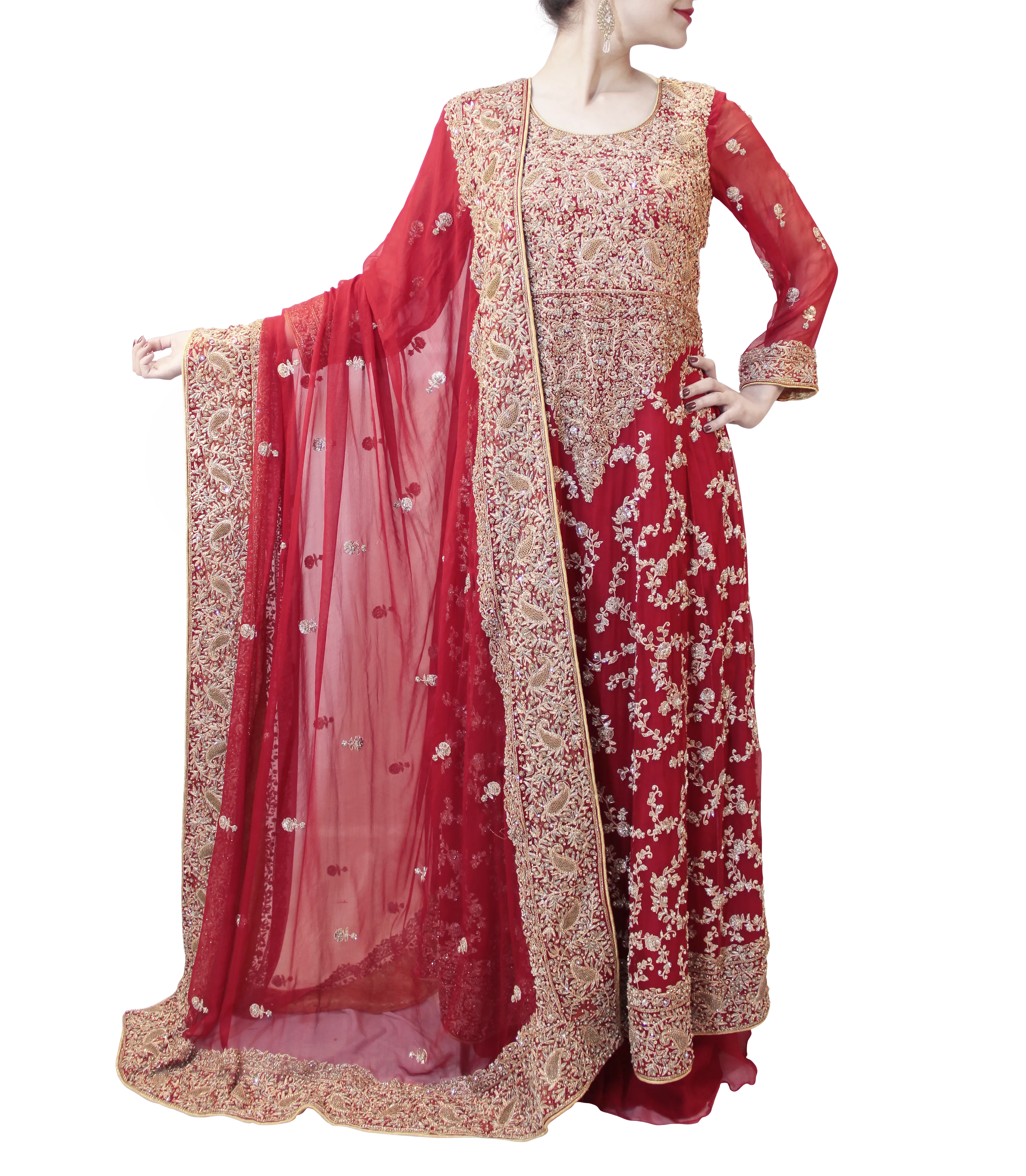 RED BRIDAL GOWN WITH PLAZO