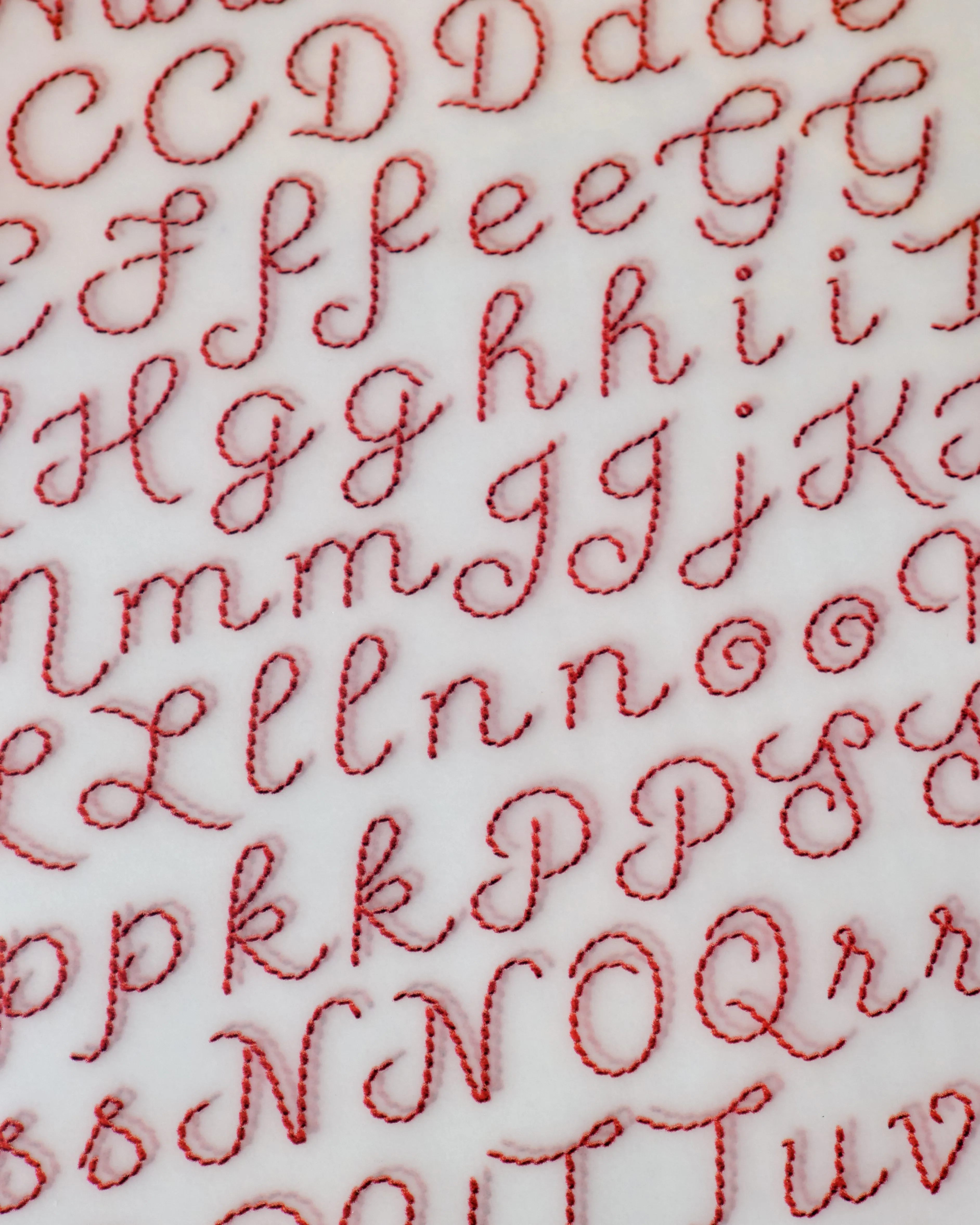 Red Embroidery Alphabet Iron-On Sheet Set