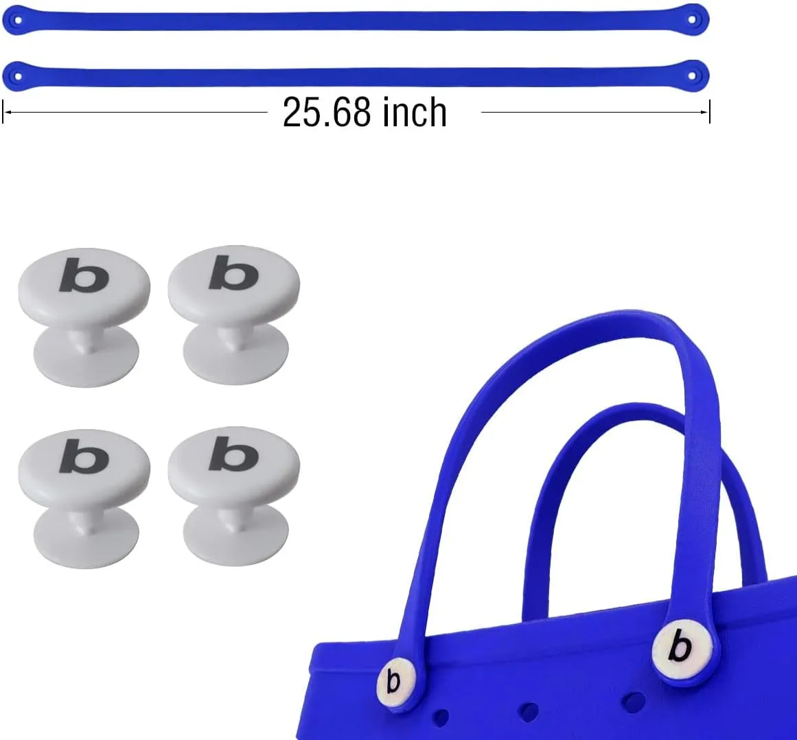 Replacement Straps for S/M Beach Bag, Replacement Handles with 4 Rivets for Original S/M Bogg Bag, Replacement Handles for Rubber Beach Bag and EVA Bag. Bogg Beach Bag Repair Kit (Klein Blue)