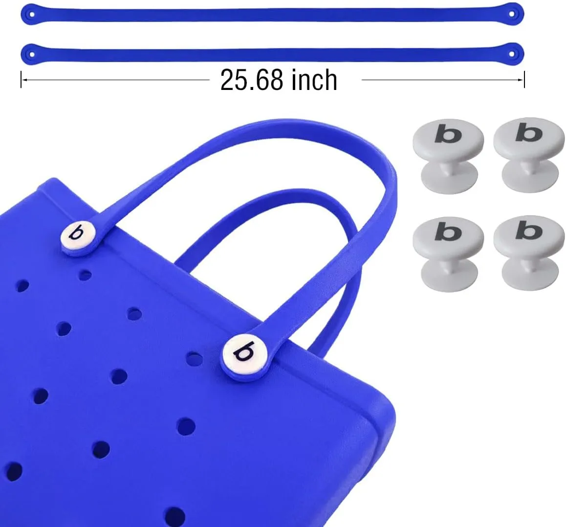 Replacement Straps for S/M Beach Bag, Replacement Handles with 4 Rivets for Original S/M Bogg Bag, Replacement Handles for Rubber Beach Bag and EVA Bag. Bogg Beach Bag Repair Kit (Klein Blue)
