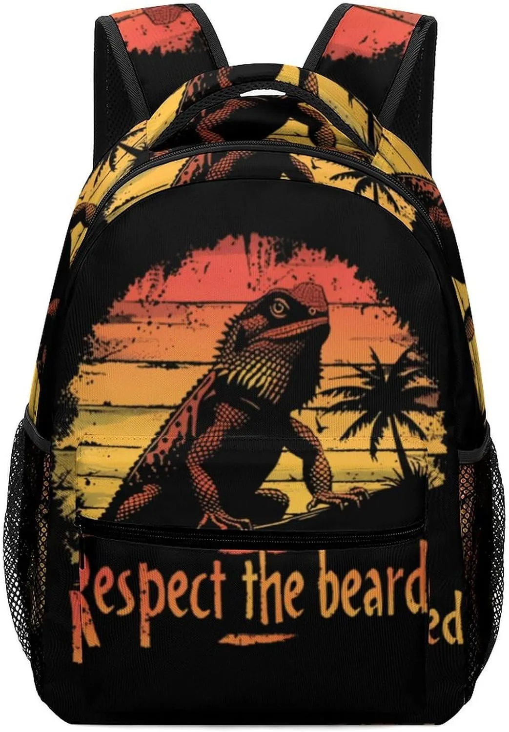 Respect The Bearded Dragon Cute Backpack Casual Funny Printing Basic Shoulder Bag for Men Women Travel Picnic
