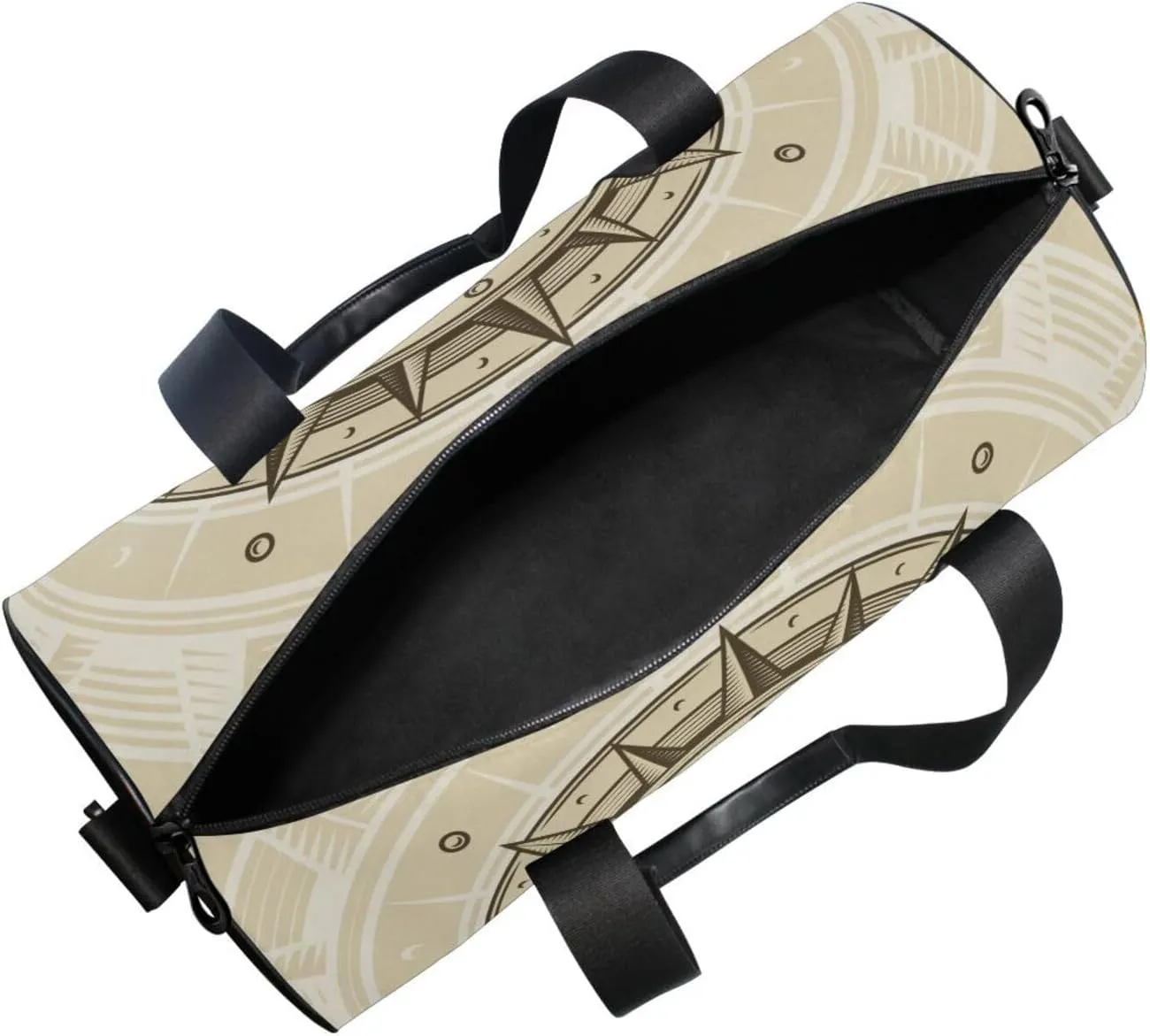 Retro compass in Woodcut Style with Clipping Mask Portable Gym Bag, Travel Bag, Luggage bag, Sports Bag, Toiletry Bag with Handles, Detachable Shoulder Strap 17.6 x 9 x 9 inch