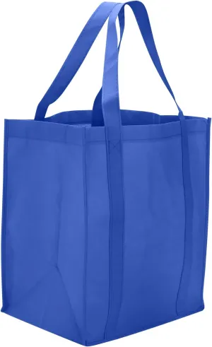 Reusable Reinforced Handle Grocery Tote Bag Large (10 Pack) Blue