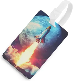 Rocket Launch TPU Luggage Tags for Suitcases Cute Travel Baggage Tag Personalized Identify Labels for Men Women White-Style
