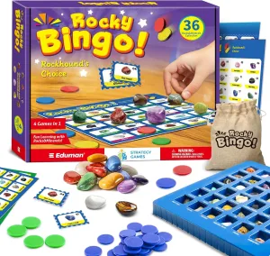 Rocks Bingo Board Games, 36pcs Rock Collections for Kids, Real Rocks and Minerals Set, Gemstones for Kid 6 , Stones Science Kit for Kids, A Geology Educational Stem Gift for Boys and Girls