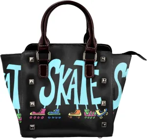 Roller Skates Women Leather Crossbody Handbag Mini Shoulder Bag Lightweight Top-Handle Tote Bags