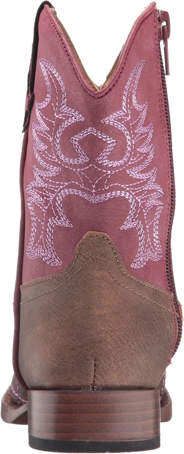 ROPER Kids Boys Cross Cut Embroidery Round Toe Casual Boots Mid Calf - Blue, Brown, Brown