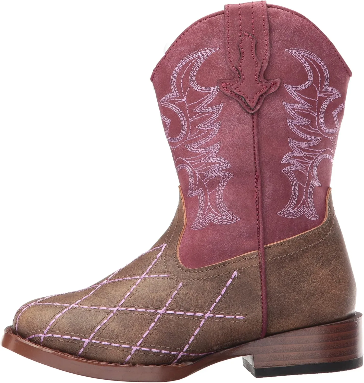 ROPER Kids Boys Cross Cut Embroidery Round Toe Casual Boots Mid Calf - Blue, Brown, Brown