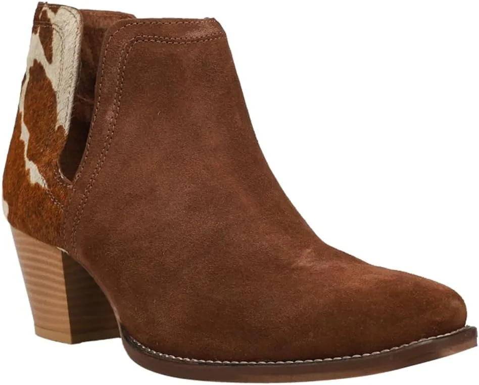 ROPER Womens Rowdy Embroidery Pointed Toe Casual Boots Ankle Mid Heel 2-3" - Brown