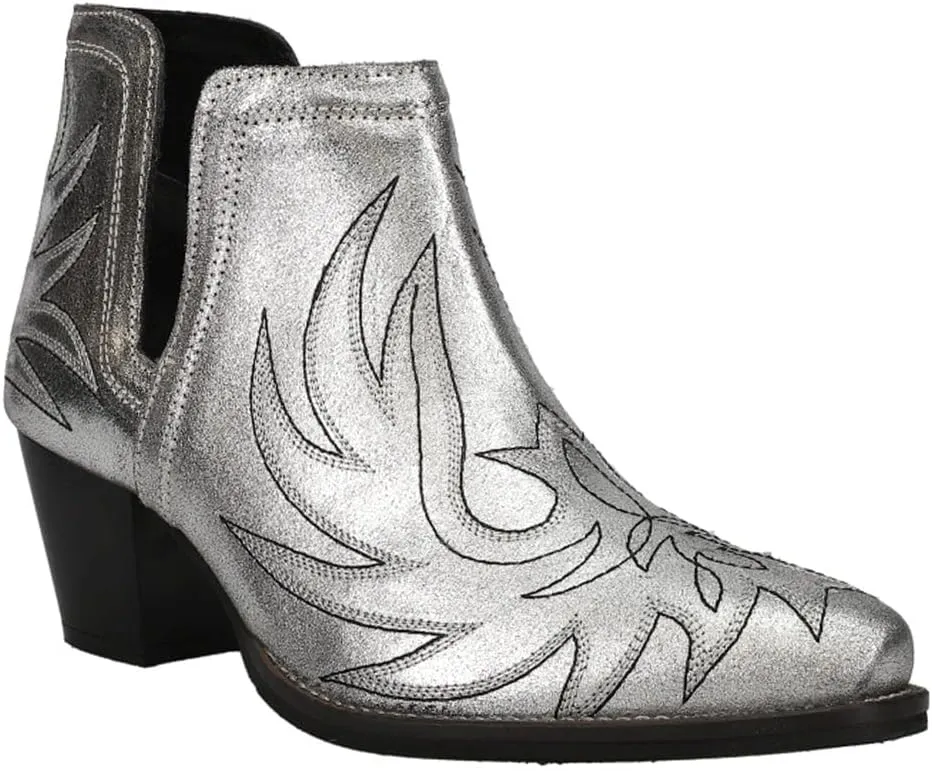 ROPER Womens Rowdy Embroidery Pointed Toe Casual Boots Ankle Mid Heel 2-3" - Brown