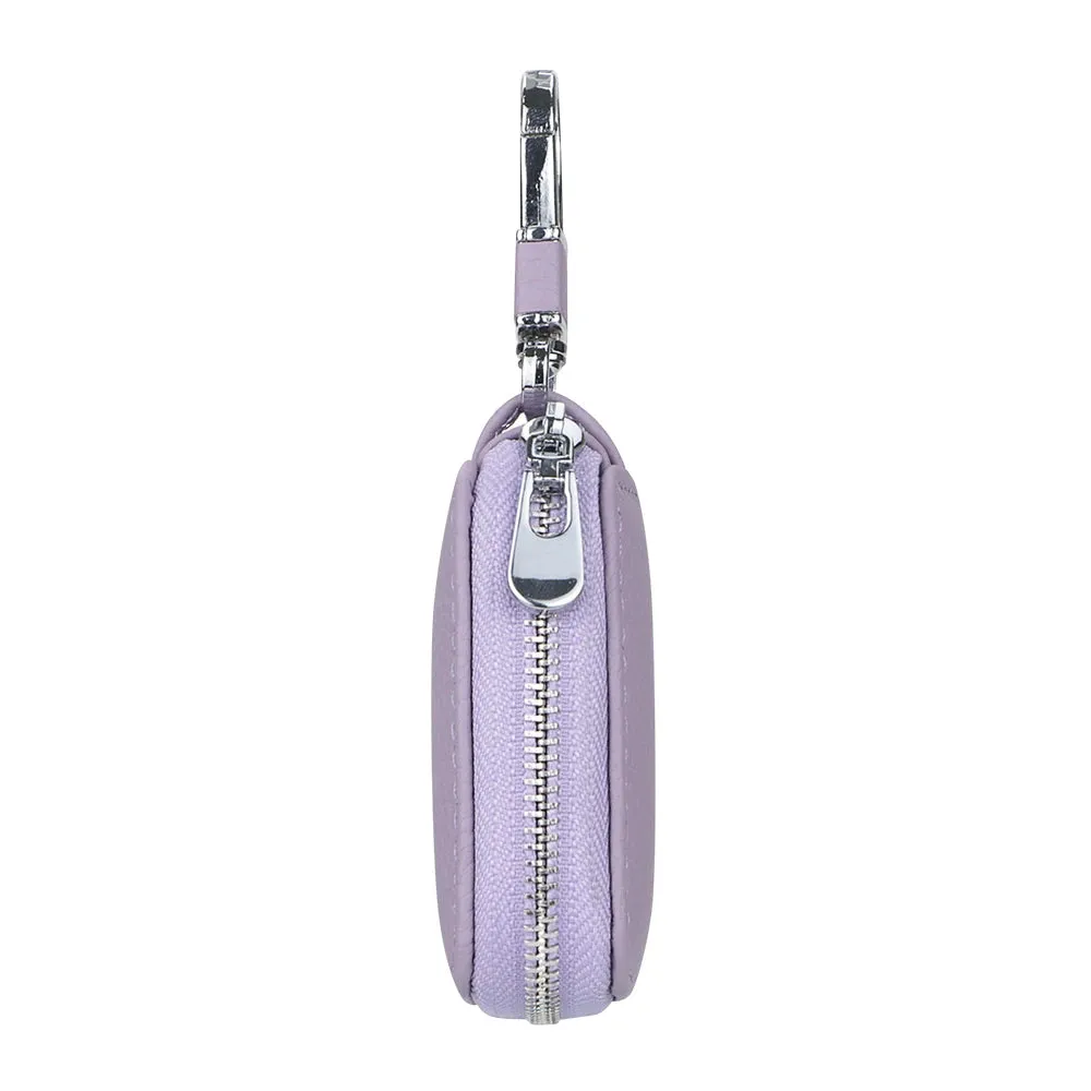 Royal Bagger Mini Portable Zipper Earphone Bags Genuine Leather Small Key Wallet with Keychain Fashion Simple Headphone Bag 2901