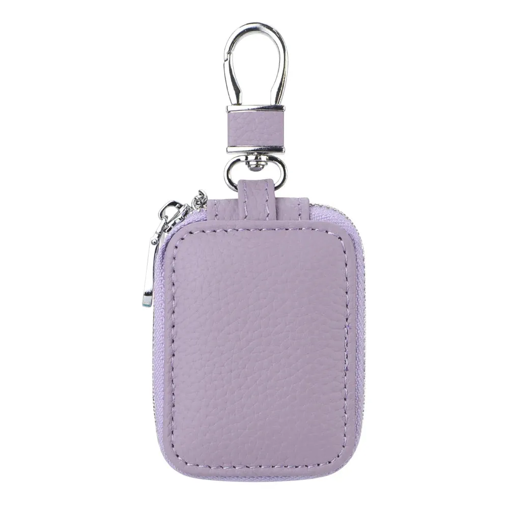 Royal Bagger Mini Portable Zipper Earphone Bags Genuine Leather Small Key Wallet with Keychain Fashion Simple Headphone Bag 2901