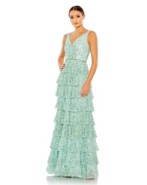 Ruffle Tiered Sleeve Gown | Mac Duggal 5627