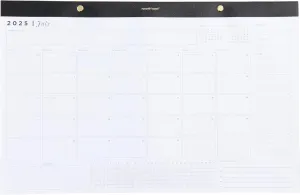 russell hazel Desktop Calendar 2025, 11" x 17" Vegan Leather Top, Gold Rivet & Gilded Edges, 12-Month 2025 Calendar, 1-Count