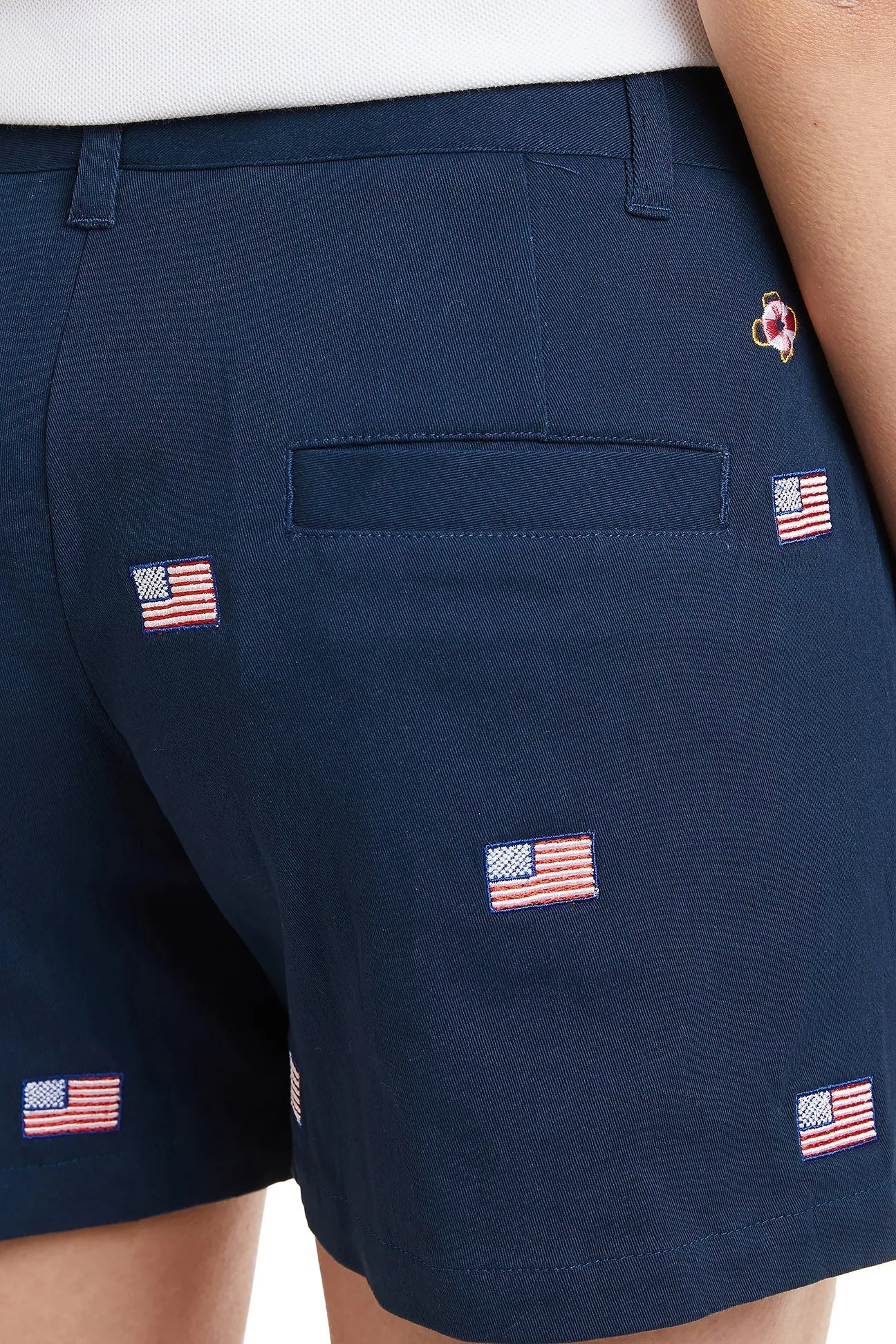 Sailing Short Stretch Twill Nantucket Navy with American Flag