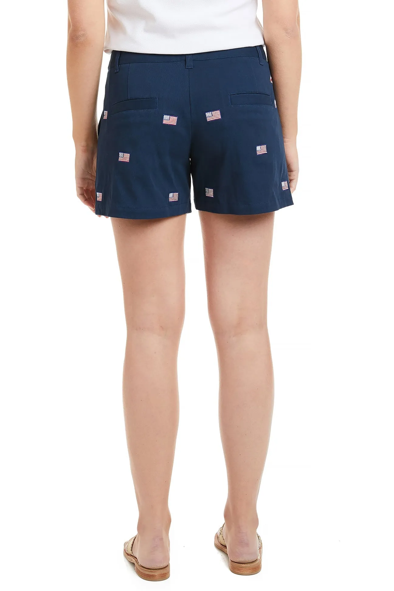 Sailing Short Stretch Twill Nantucket Navy with American Flag