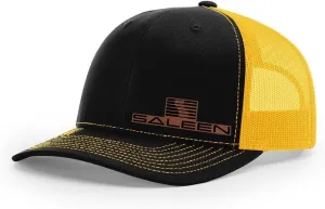 Saleen Performance Automotive Logo Laser Engraved Leather Patch Richardson 112 Snapback Trucker Hat Cap