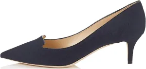 SAMMITOP Women's Pointed Toe Kitten Heel Pumps Mid Heel Office Work Dress Shoes