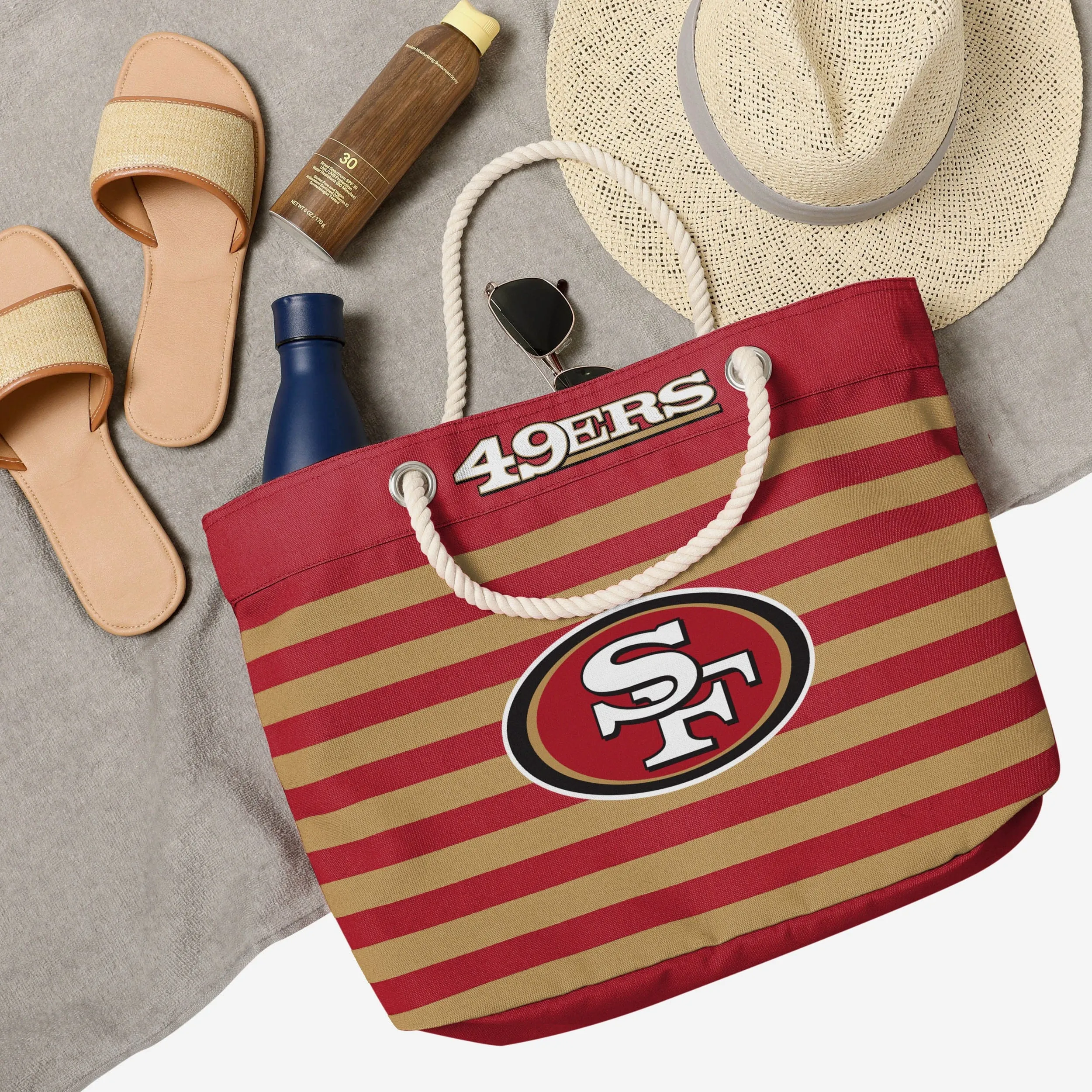 San Francisco 49ers Nautical Stripe Tote Bag