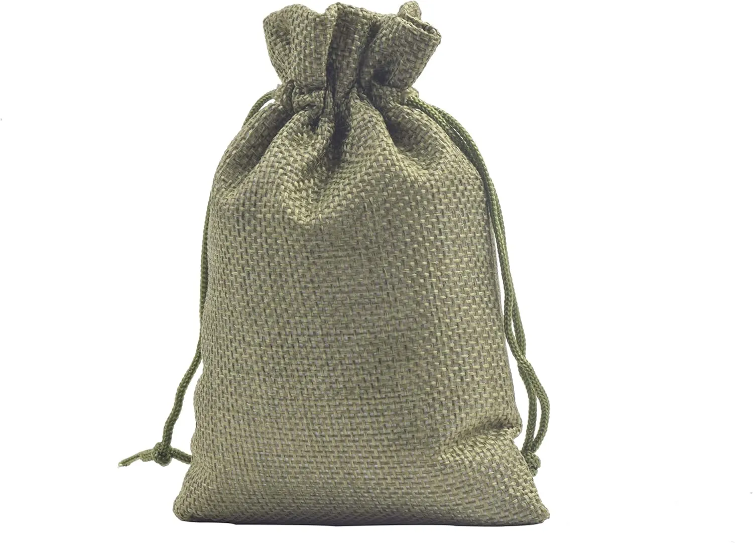 Sansam 50pcs 10.0x14.0cm/4.0''x5.6'' Army Green Lining Burlap Small Gift Bags Hemp/Hessian Bags, Jewelry Pouches, Wedding Favors, Jewelry Packing, Sacks