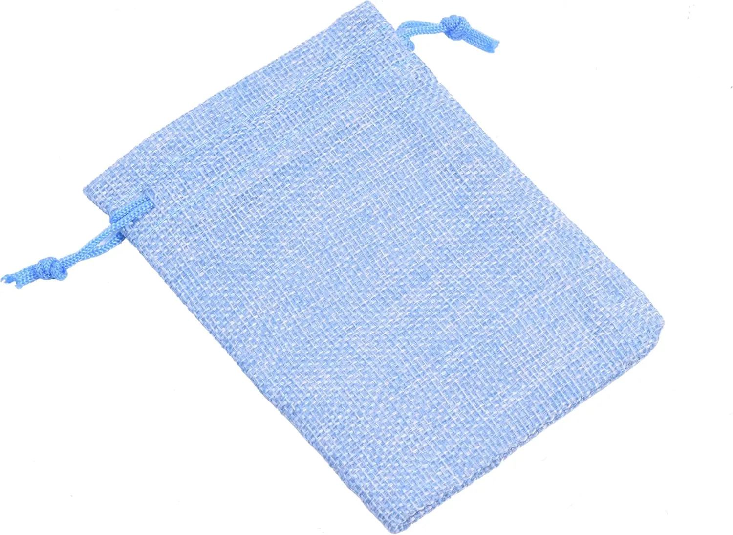 Sansam 50pcs 10.0x14.0cm/4.0''x5.6'' Sky Blue Lining Burlap Small Gift Bags Hemp/Hessian Bags, Jewelry Pouches, Wedding Favors, Jewelry Packing, Sacks