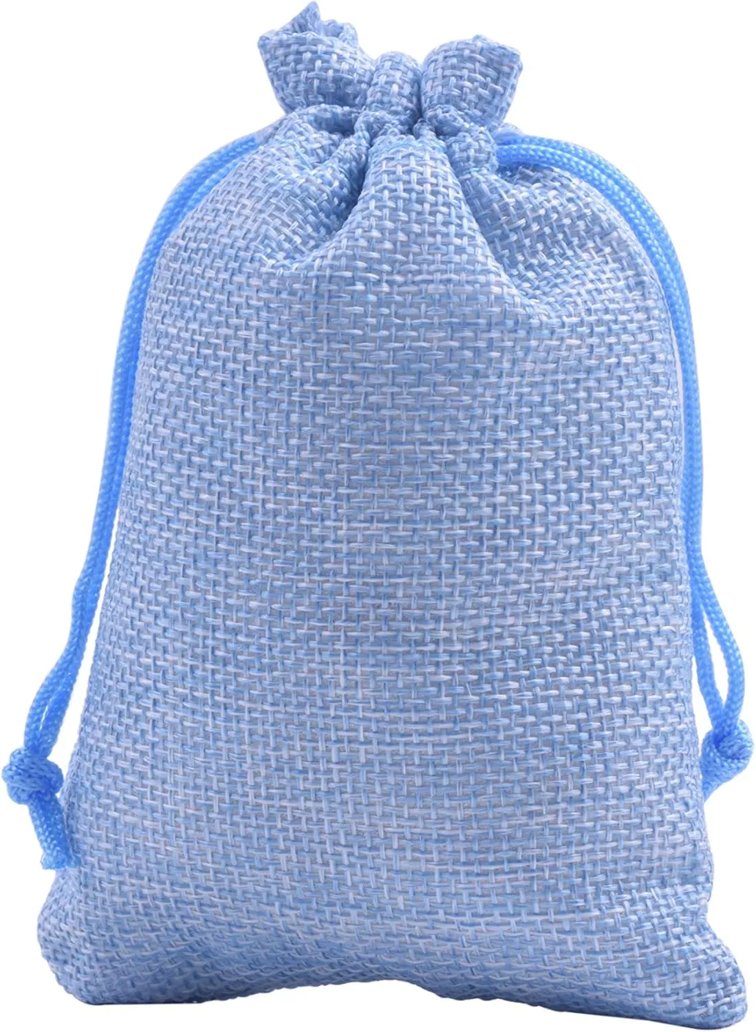 Sansam 50pcs 10.0x14.0cm/4.0''x5.6'' Sky Blue Lining Burlap Small Gift Bags Hemp/Hessian Bags, Jewelry Pouches, Wedding Favors, Jewelry Packing, Sacks