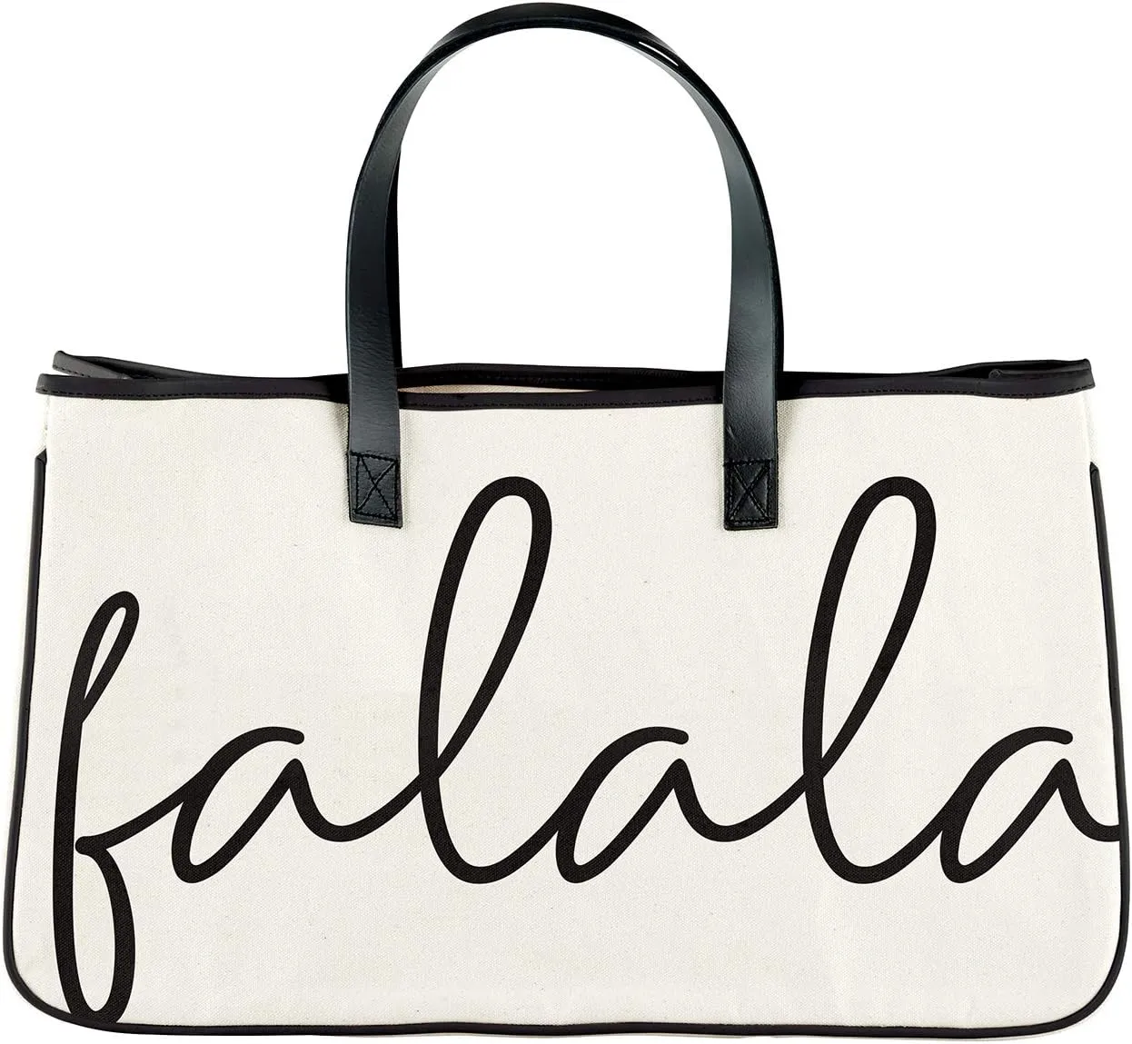 Santa Barbara Design Studio Tote Bag Holiday Collection Black and White 100% Cotton Canvas with Genuine Leather Handles