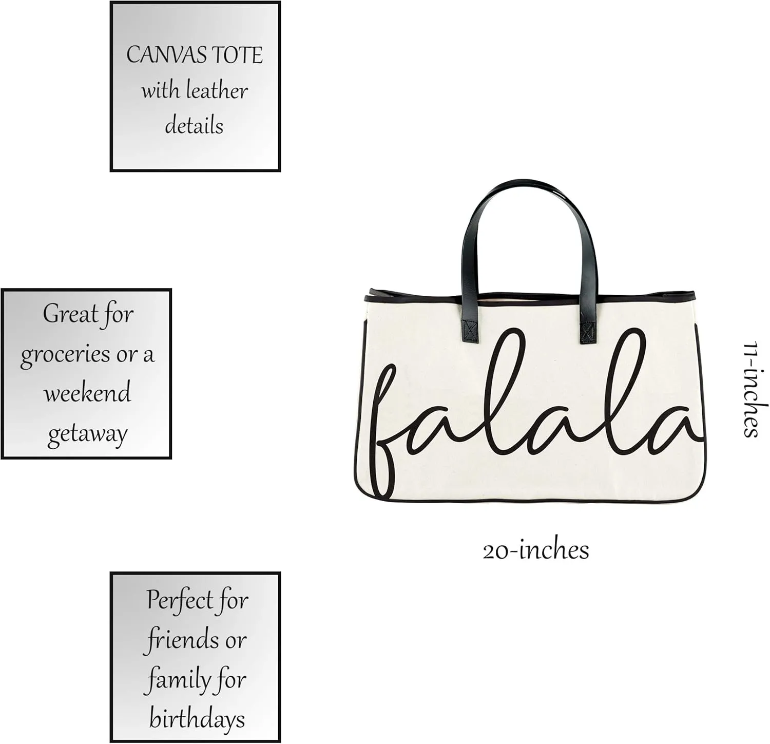 Santa Barbara Design Studio Tote Bag Holiday Collection Black and White 100% Cotton Canvas with Genuine Leather Handles