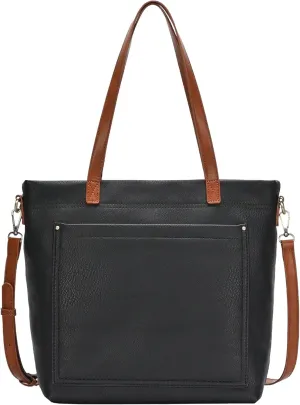 Sasha   Sofi Addison Tote | Vegan Leather Tote with Contract Double Handles and Detachable Crossbody strap