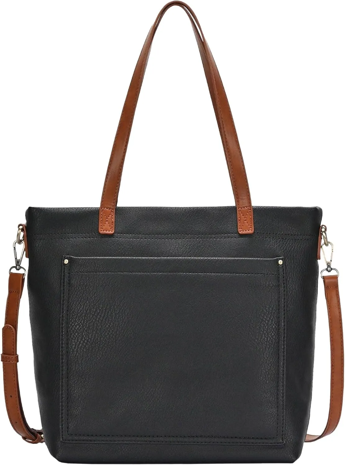 Sasha   Sofi Addison Tote | Vegan Leather Tote with Contract Double Handles and Detachable Crossbody strap