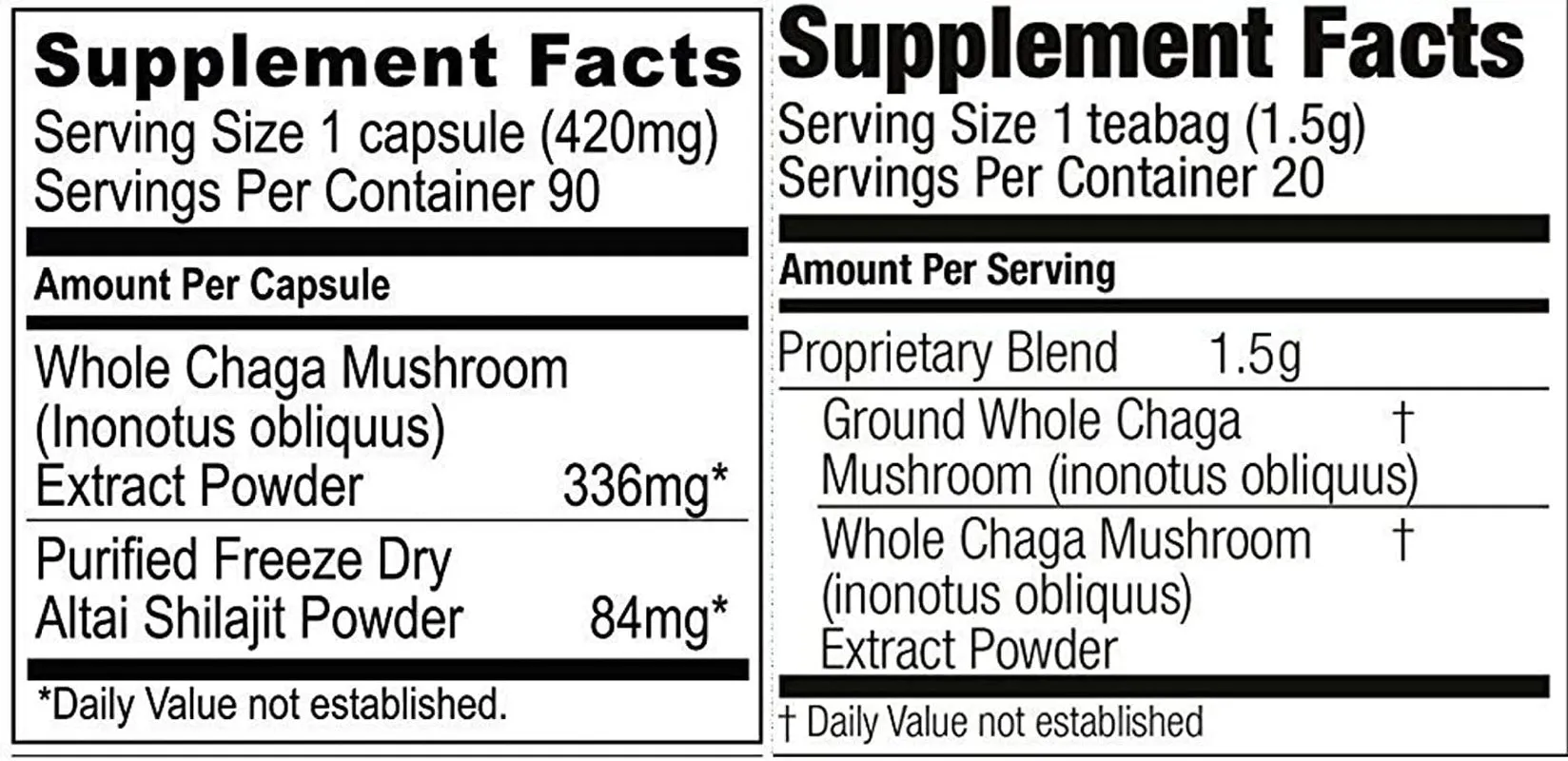 Sayan Siberian Chaga Mushroom Extract  Shilajit, 90 Vegan Capsules Supplement & Chaga Tea 20 Bags