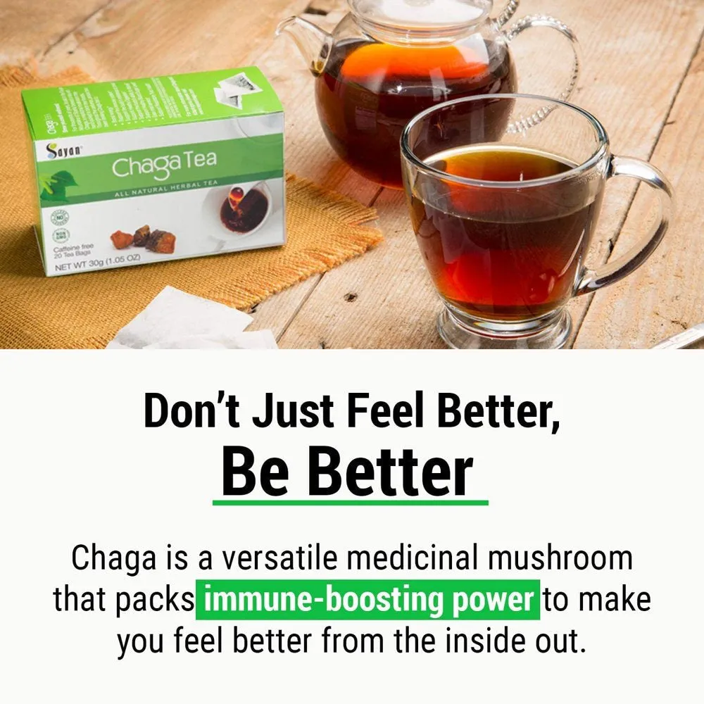 Sayan Siberian Chaga Mushroom Extract  Shilajit, 90 Vegan Capsules Supplement & Chaga Tea 20 Bags