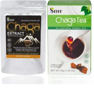 Sayan Siberian Chaga Mushroom Extract   Shilajit Powder 2 Oz & Chaga Tea, 1 Pack 20 Bags