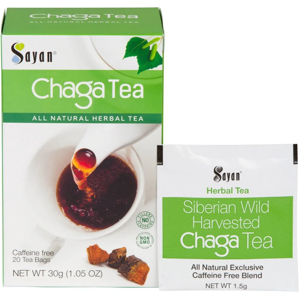 Sayan Siberian Chaga Mushroom Extract   Shilajit Powder 2 Oz & Chaga Tea, 1 Pack 20 Bags