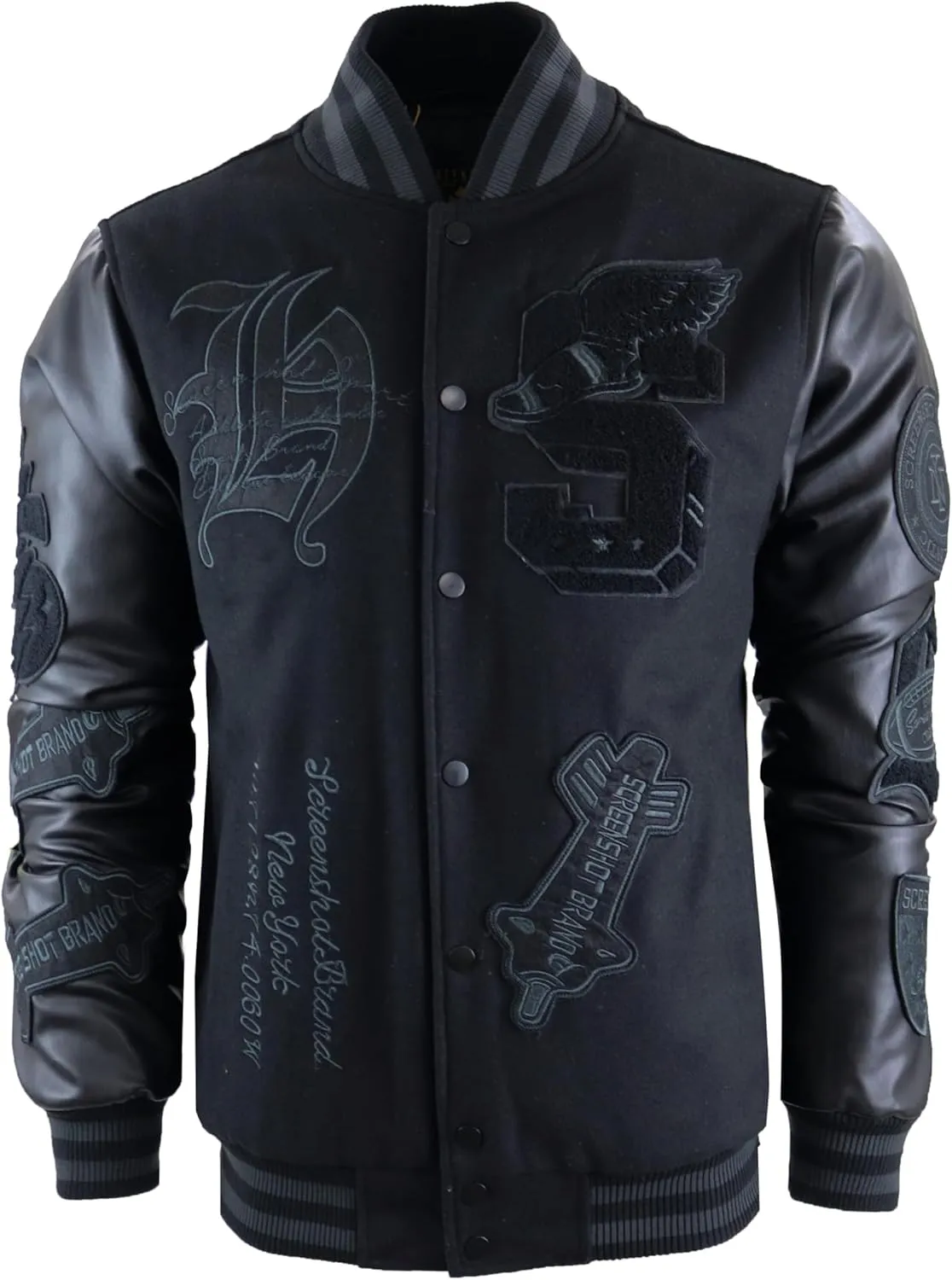 SCREENSHOT VARSITY JACKET 3202 Mens Streetwear Urban Padding Quilted Linning Heavy Fashion Jacket