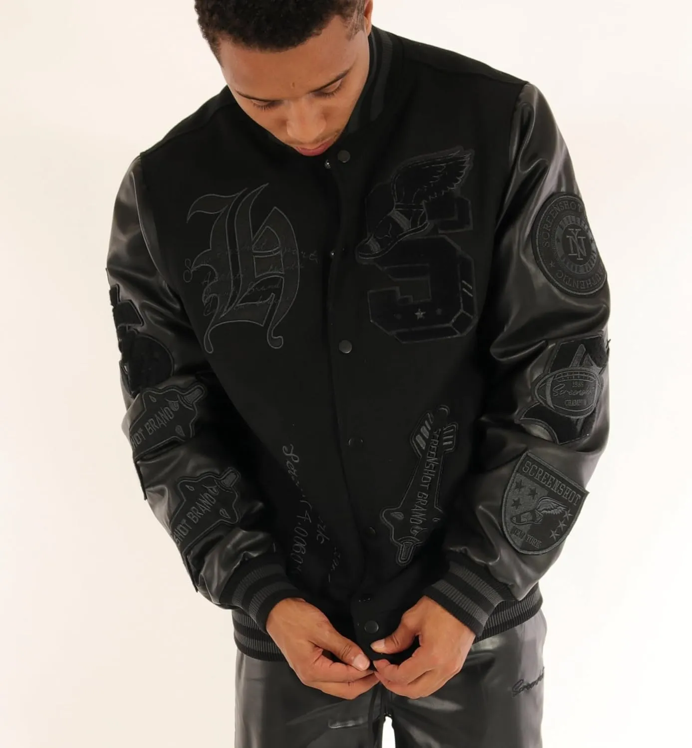 SCREENSHOT VARSITY JACKET 3202 Mens Streetwear Urban Padding Quilted Linning Heavy Fashion Jacket