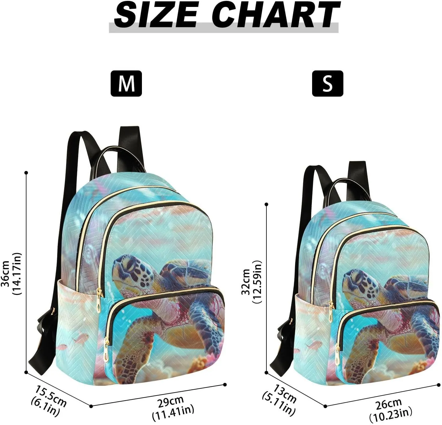 Sea Turtle Mini Backpack Women's Quilted Small Backpack Purse for Women College Fashion Travel Daypack Shoulder Bag