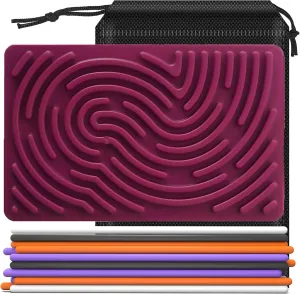 Sensory Activity Board, Double Side Silicone Design,Fidget Toy for ADHD & Autism,Calm Down, Stress, Anxiety, Kids 3  & Adults Activities for Travel,Portable with Travel Bag & 20 Strings,Purple