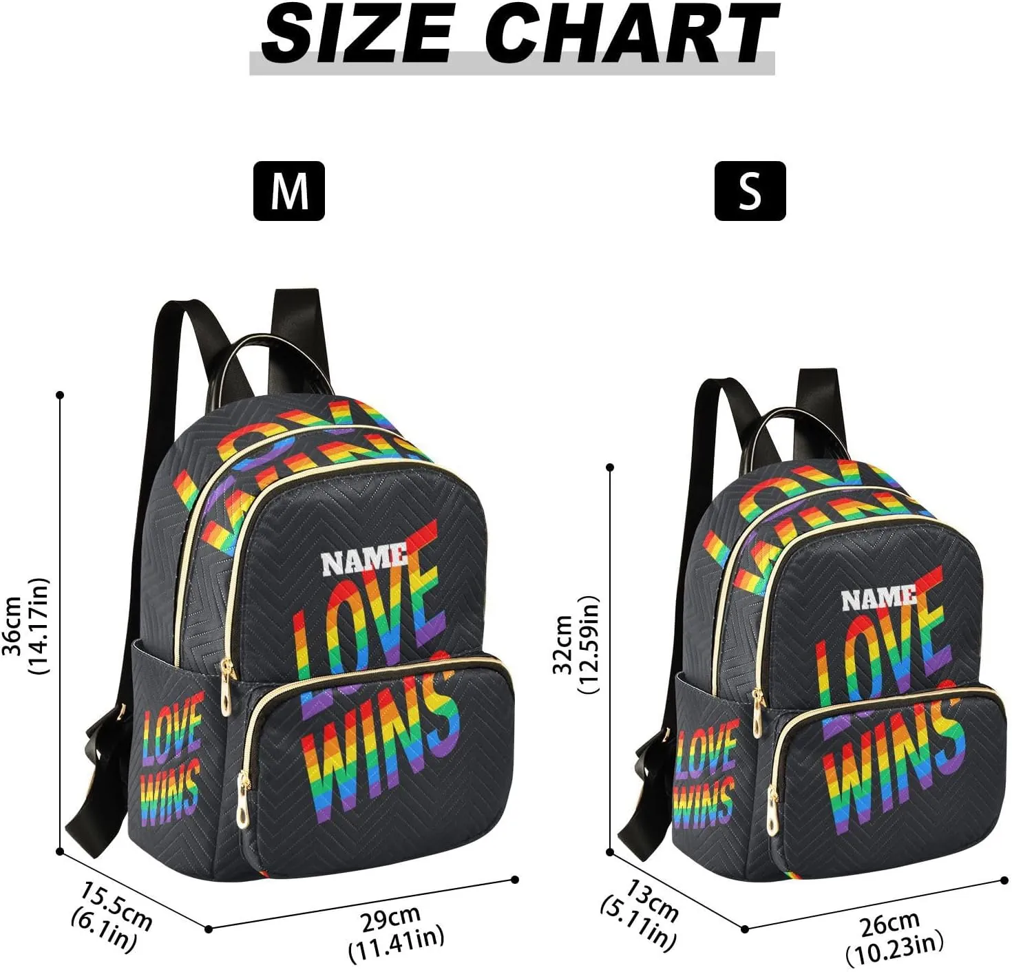 senya Custom Name Fashion Backpack Mini Backpack Purse Casual Daily Backpack Love Wins Pride Rainbow for Travel for College Work, Medium