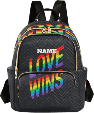 senya Custom Name Fashion Backpack Mini Backpack Purse Casual Daily Backpack Love Wins Pride Rainbow for Travel for College Work, Medium