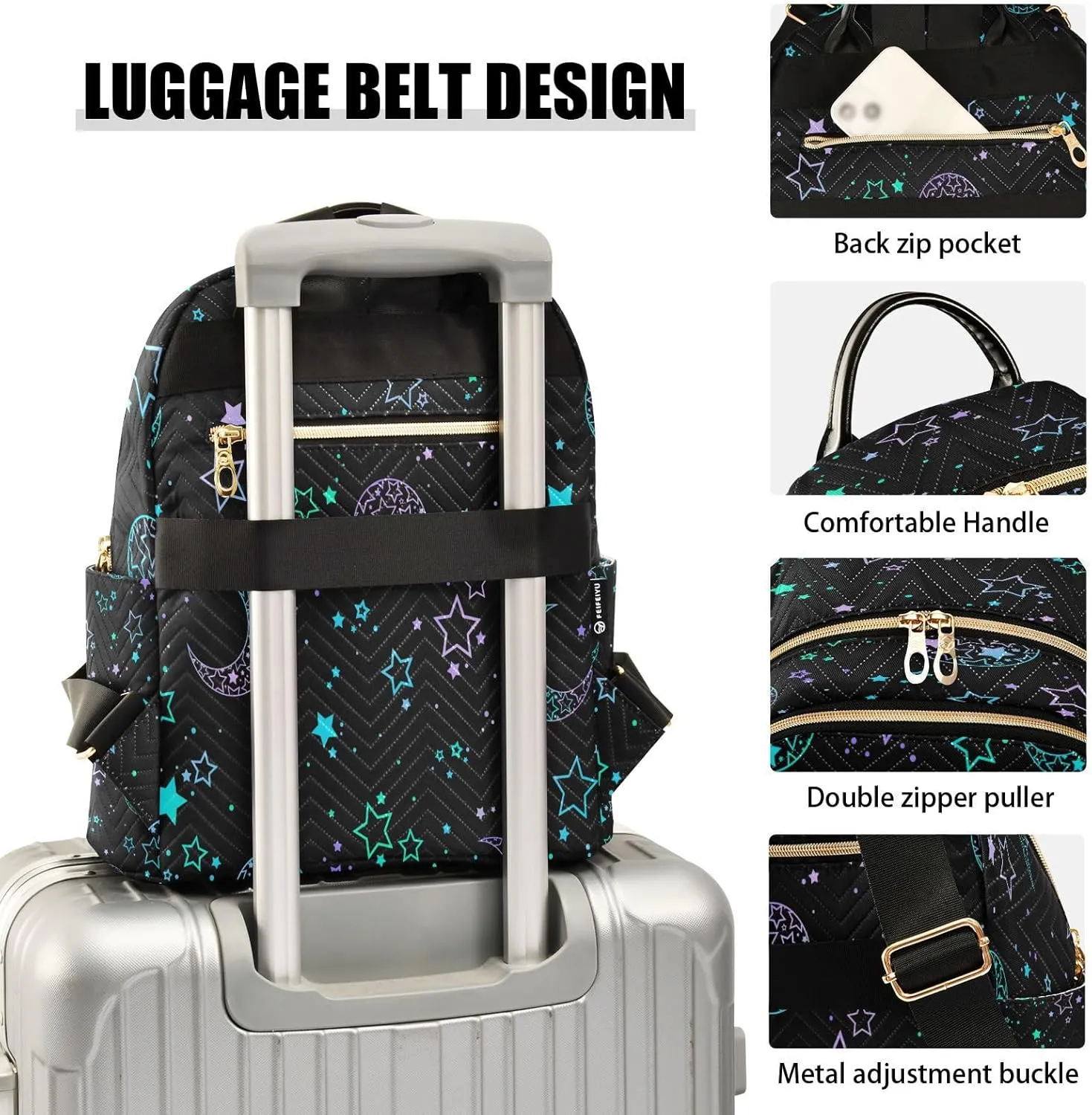 senya Fashion Backpack Mini Backpack Purse Casual Daily Backpack Star Moon Sun for Travel for College Work