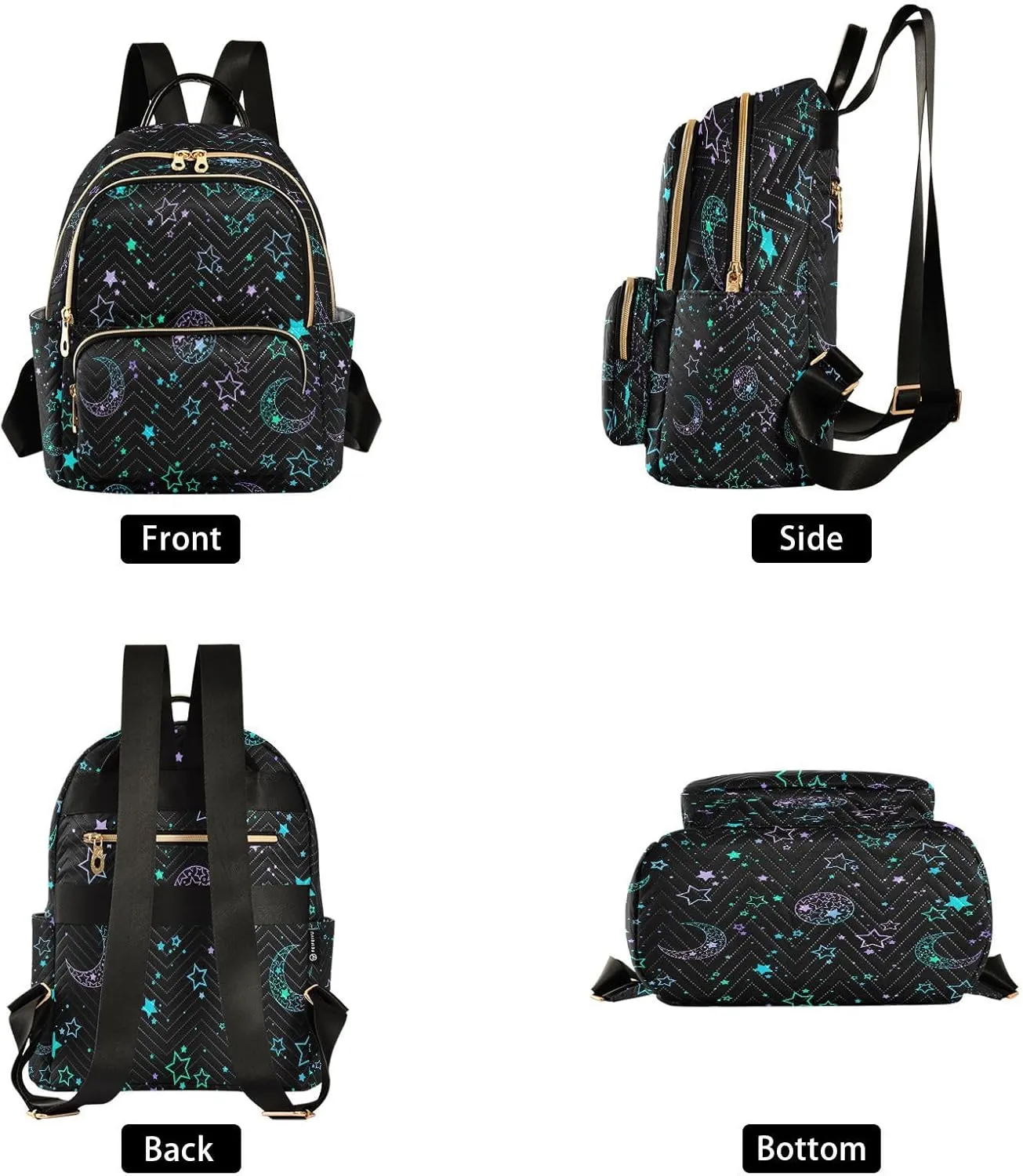 senya Fashion Backpack Mini Backpack Purse Casual Daily Backpack Star Moon Sun for Travel for College Work