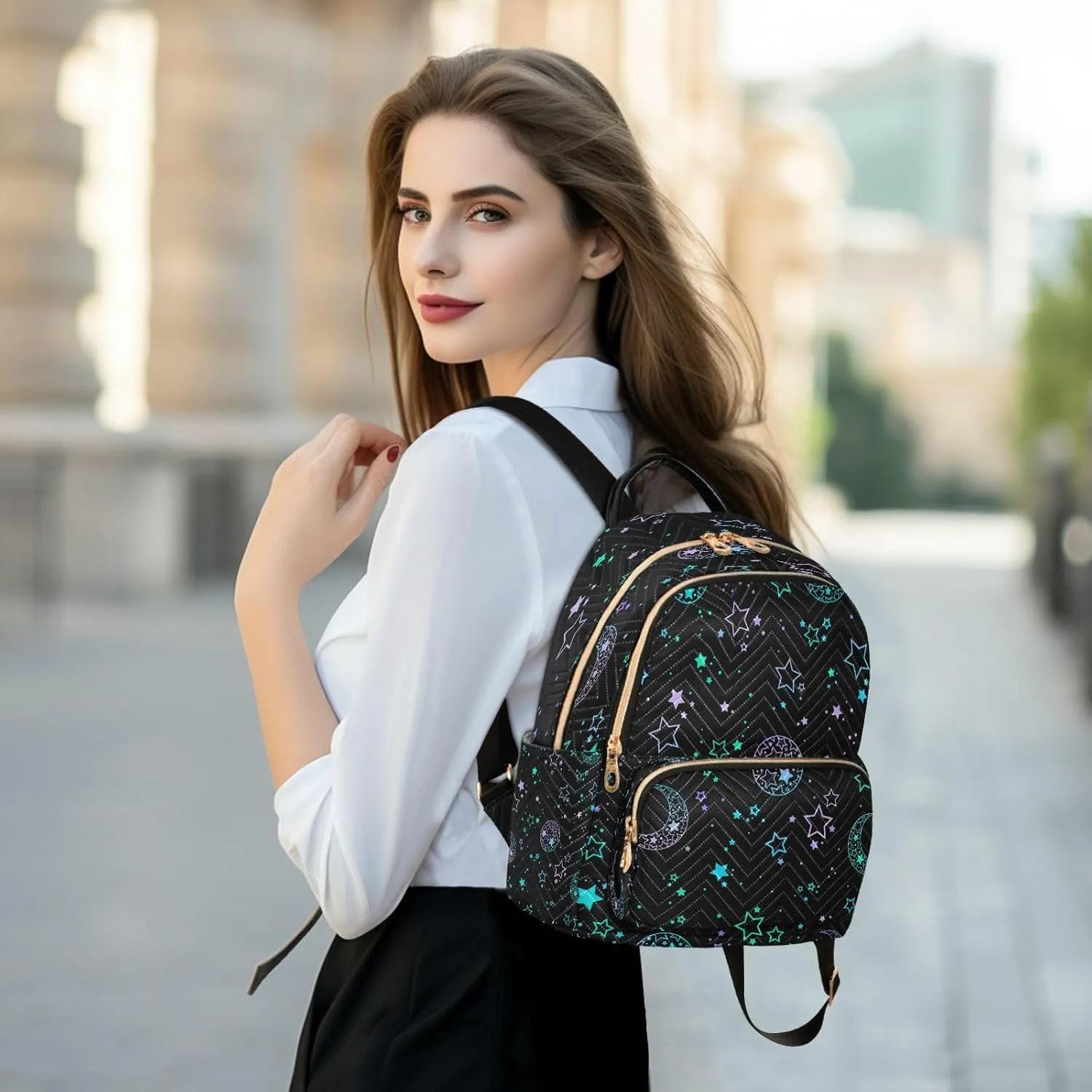 senya Fashion Backpack Mini Backpack Purse Casual Daily Backpack Star Moon Sun for Travel for College Work
