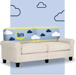 Serta Copenhagen 73" Rolled Arm Sofa, Easy Care Polyester, Soft Pillow Back, Pocket Coil Seat Cushions, Removable Covers, Loveseat or Couch for Small Spaces, Living Rooms or Bedrooms, Buckwheat Beige