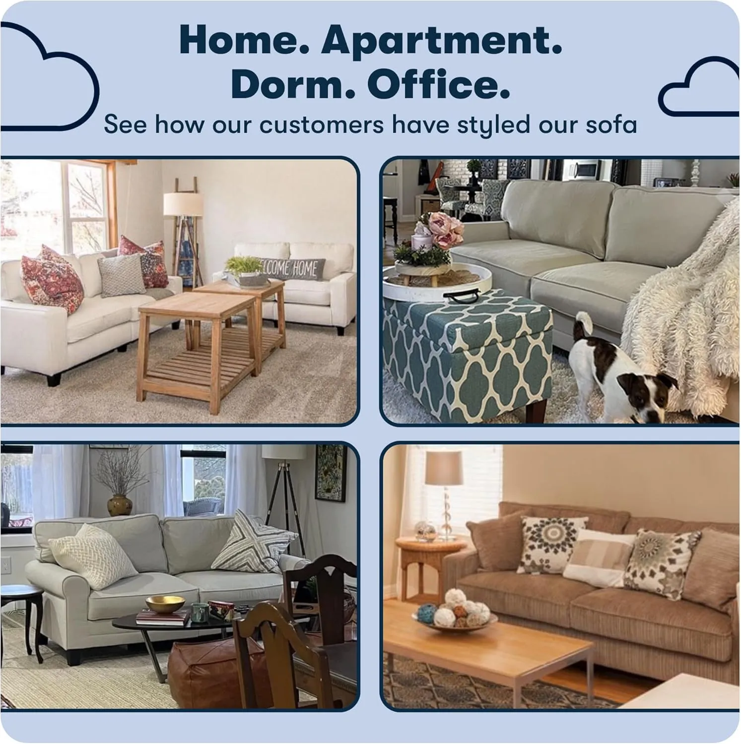 Serta Copenhagen 73" Rolled Arm Sofa, Easy Care Polyester, Soft Pillow Back, Pocket Coil Seat Cushions, Removable Covers, Loveseat or Couch for Small Spaces, Living Rooms or Bedrooms, Buttercream