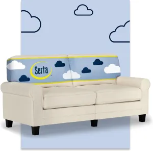 Serta Copenhagen 73" Rolled Arm Sofa, Easy Care Polyester, Soft Pillow Back, Pocket Coil Seat Cushions, Removable Covers, Loveseat or Couch for Small Spaces, Living Rooms or Bedrooms, Buttercream