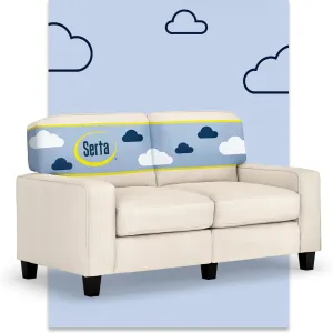 Serta Palisades 61" Track Arm Sofa, Easy Care Polyester, Soft Pillow Back, Pocket Coil Seat Cushions, Removable Covers, Loveseat or Couch for Small Spaces, Living Rooms or Bedrooms, Buckwheat Beige